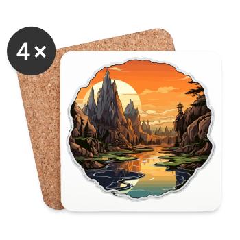 Landscape - Illustration - Coasters (set of 4) - white - Front
