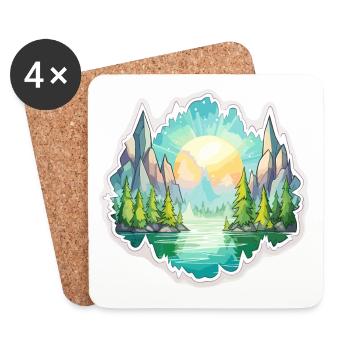 Landscape - Illustration - Coasters (set of 4) - white - Front