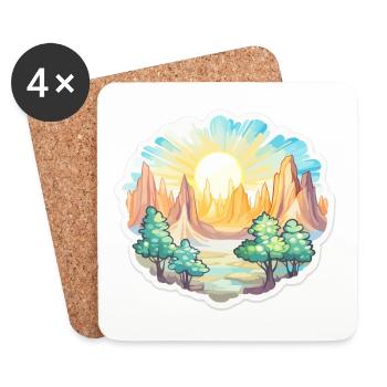 Landscape - Illustration - Coasters (set of 4) - white - Front
