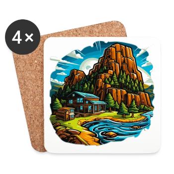Paysage - Illustration - Dessous de verre (lot de 4) - blanc - Devant