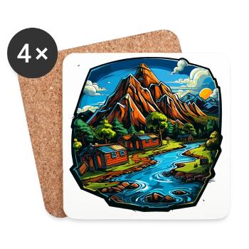 Landscape - Illustration - Coasters (set of 4) - white - Front