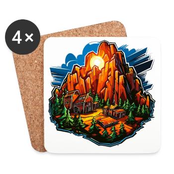Landscape - Illustration - Coasters (set of 4) - white - Front