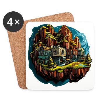 Landscape - Illustration - Coasters (set of 4) - white - Front
