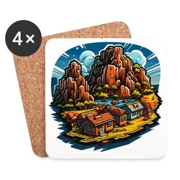 Landscape - Illustration - Coasters (set of 4) - white - Front