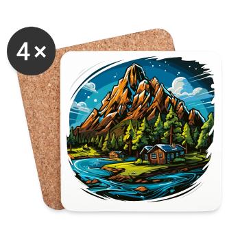 Paysage - Illustration - Dessous de verre (lot de 4) - blanc - Devant