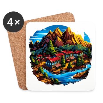 Landscape - Illustration - Coasters (set of 4) - white - Front