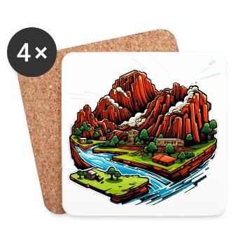 Landschaft - Illustration - Untersetzer (4er-Set) - Weiß - Vorne