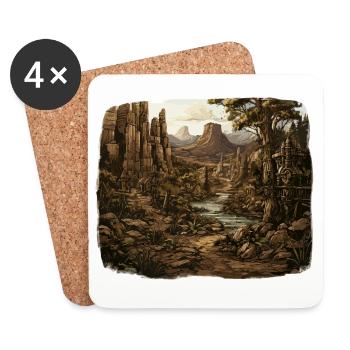Landscape - Illustration - Coasters (set of 4) - white - Front