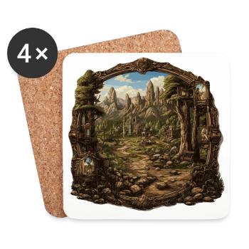 Landschaft - Illustration - Untersetzer (4er-Set) - Weiß - Vorne