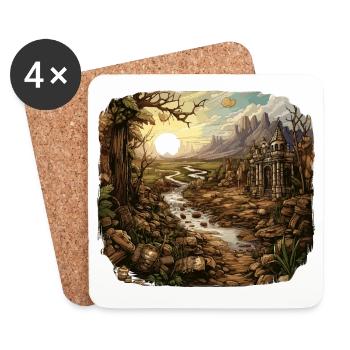 Landscape - Illustration - Coasters (set of 4) - white - Front