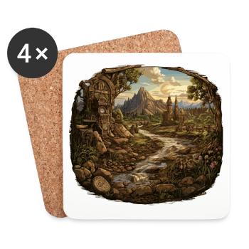 Landscape - Illustration - Coasters (set of 4) - white - Front