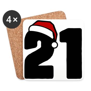 21 Numéro Noël - Dessous de verre (lot de 4) - blanc - Devant