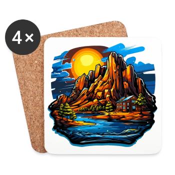 Paysage - Illustration - Dessous de verre (lot de 4) - blanc - Devant