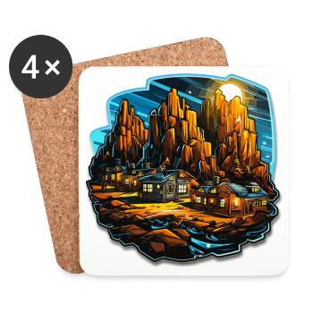 Landschaft - Illustration - Untersetzer (4er-Set) - Weiß - Vorne