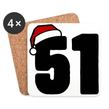 51 Zahl Weihnachten - Untersetzer (4er-Set) - Weiß - Vorne