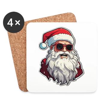 Père Noël - illustration - Dessous de verre (lot de 4) - blanc - Devant