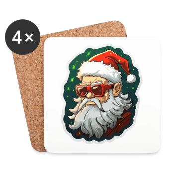 Weihnachtsmann - Illustration - Untersetzer (4er-Set) - Weiß - Vorne