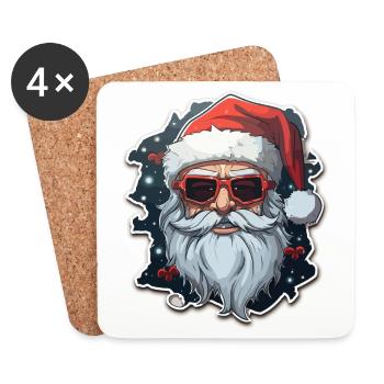 Weihnachtsmann - Illustration - Untersetzer (4er-Set) - Weiß - Vorne