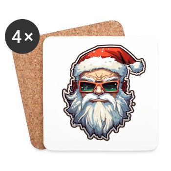 Père Noël - illustration - Dessous de verre (lot de 4) - blanc - Devant
