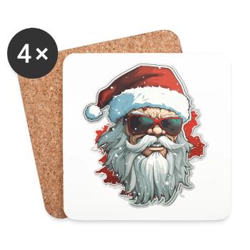 Père Noël - illustration - Dessous de verre (lot de 4) - blanc - Devant