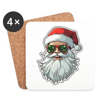 Weihnachtsmann - Illustration - Untersetzer (4er-Set) - Weiß - Vorne