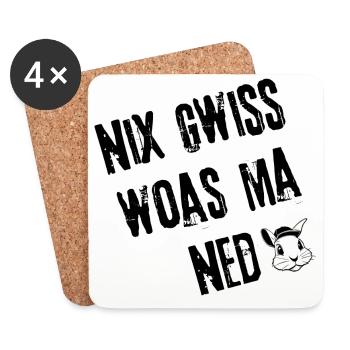 Nix Gwiss Style | Redewendung - Untersetzer (4er-Set) - Weiß - Vorne