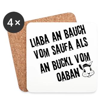 LiabaAnBauch_Genuss | Redewendung - Untersetzer (4er-Set) - Weiß - Vorne
