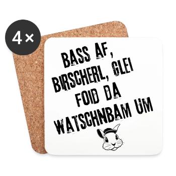 BassAf_BirscherlWatschnbam | Redewendung - Untersetzer (4er-Set) - Weiß - Vorne