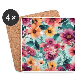 Mer de fleurs - Dessous de verre (lot de 4) - blanc - Devant