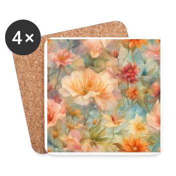Mer de fleurs - Dessous de verre (lot de 4) - blanc - Devant