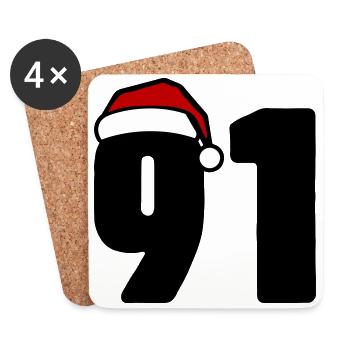 91 Zahl Weihnachten - Untersetzer (4er-Set) - Weiß - Vorne