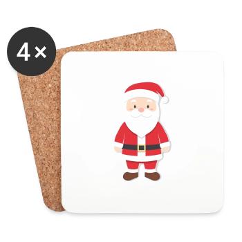 Père Noël - illustration - Dessous de verre (lot de 4) - blanc - Devant