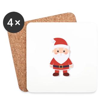 Père Noël - illustration - Dessous de verre (lot de 4) - blanc - Devant