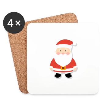 Père Noël - illustration - Dessous de verre (lot de 4) - blanc - Devant