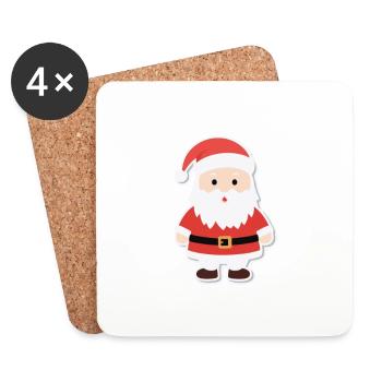 Père Noël - illustration - Dessous de verre (lot de 4) - blanc - Devant
