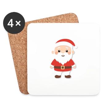 Père Noël - illustration - Dessous de verre (lot de 4) - blanc - Devant