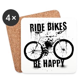 Faites du vélo et soyez heureux Cyclisme Hobby Sports - Dessous de verre (lot de 4) - blanc - Devant