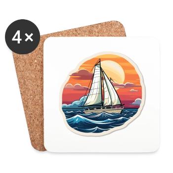 Sailboat - illustration - Coasters (set of 4) - white - Front