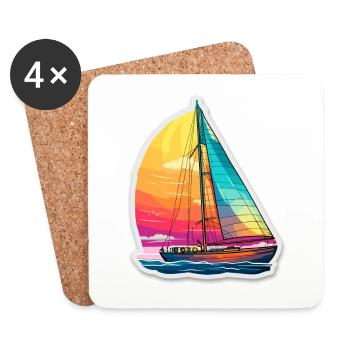 Sailboat - illustration - Coasters (set of 4) - white - Front