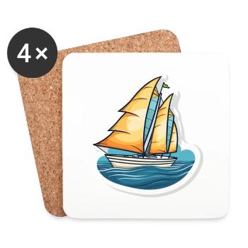 Sailboat - illustration - Coasters (set of 4) - white - Front
