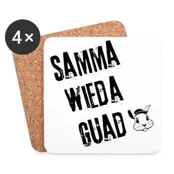 SammaWiedaGuad_GuteLauneBayern | Redewendung - Untersetzer (4er-Set) - Weiß - Vorne