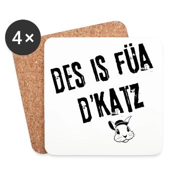 FuaDieKatz_UnterhaltendBayrisch | Redewendung - Untersetzer (4er-Set) - Weiß - Vorne