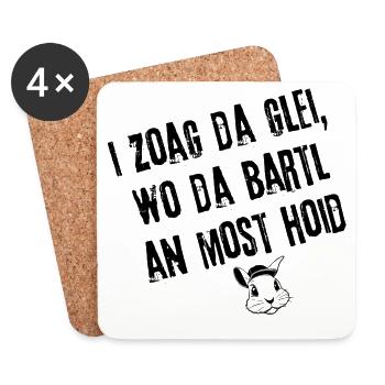 BartlHoidMost_BayrischKlar | Redewendung - Untersetzer (4er-Set) - Weiß - Vorne