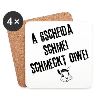 GscheidaSchmei_GeschmackStyle | Redewendung - Untersetzer (4er-Set) - Weiß - Vorne