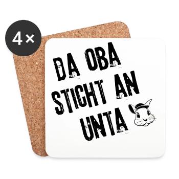 ObaStichtUnta | Redewendung - Untersetzer (4er-Set) - Weiß - Vorne