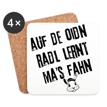 OidnRadlFahrn | Redewendung - Untersetzer (4er-Set) - Weiß - Vorne