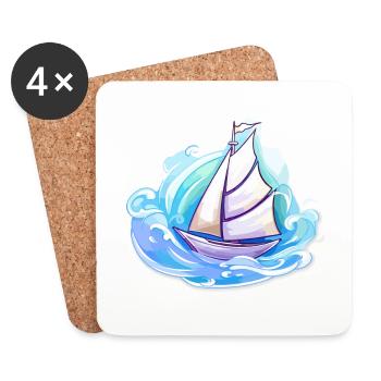 Sailboat - illustration - Coasters (set of 4) - white - Front