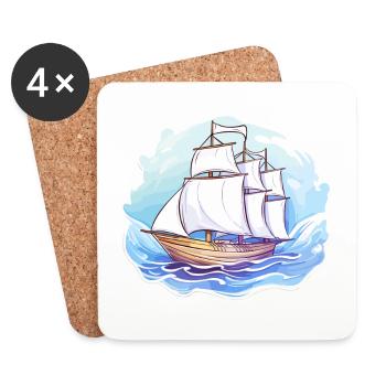 Sailboat - illustration - Coasters (set of 4) - white - Front