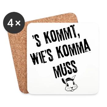 Komma wie´s kommt | Redewendung - Untersetzer (4er-Set) - Weiß - Vorne