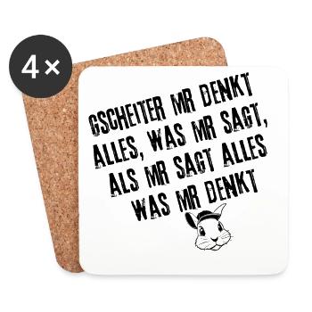 Kluger Kopf | Redewendung - Untersetzer (4er-Set) - Weiß - Vorne